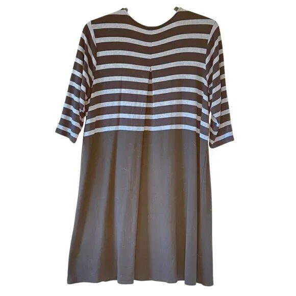 J. Jill Wearever Essentials Perfect Ballet Sleeve Dress Black Grey Stripe XLP - Picture 4 of 8